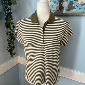 Ralph Lauren Olive and White Striped Polo